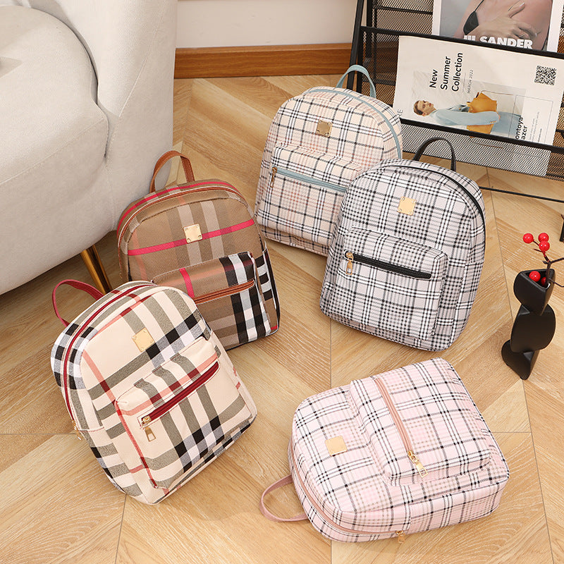Trendy Plaid Print Backpack