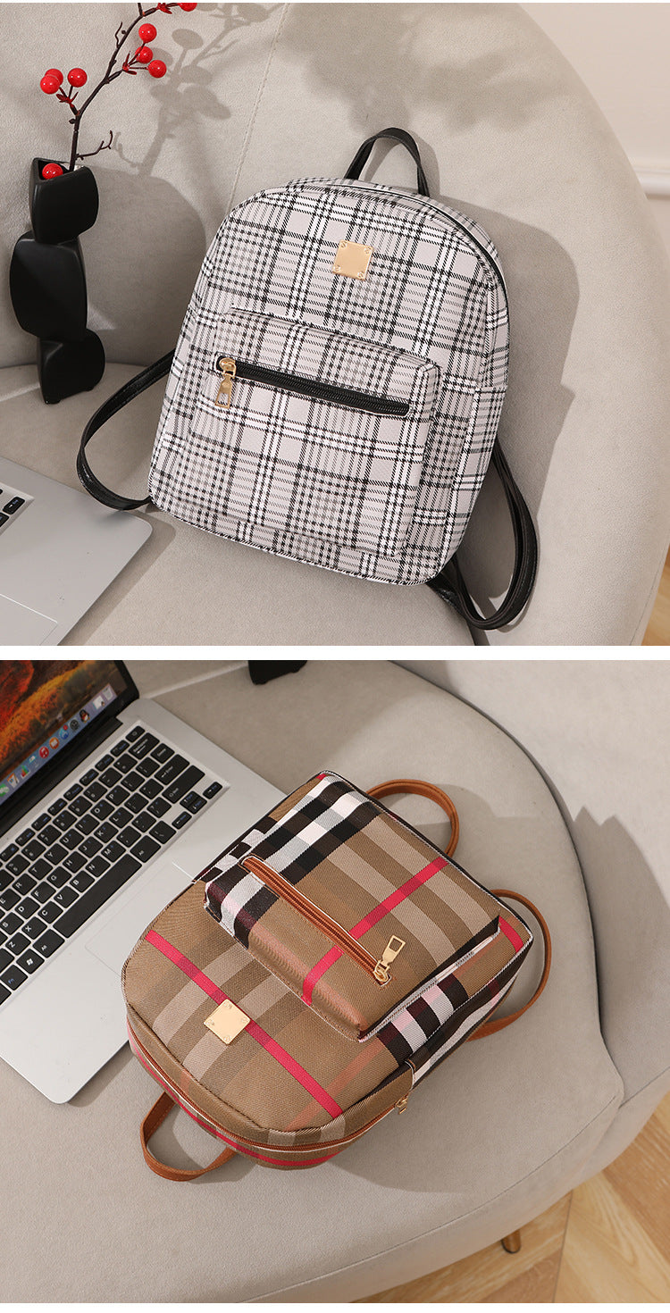 Trendy Plaid Print Backpack