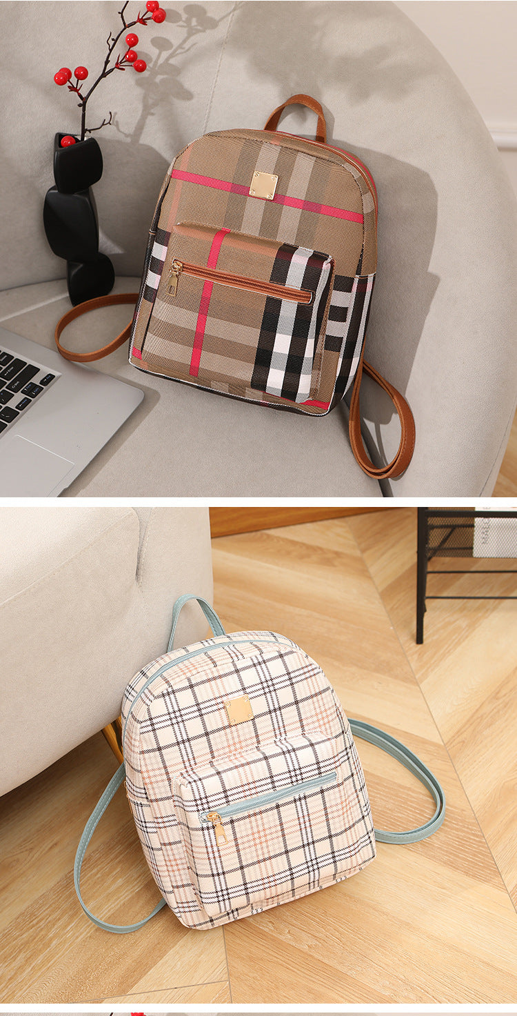 Trendy Plaid Print Backpack