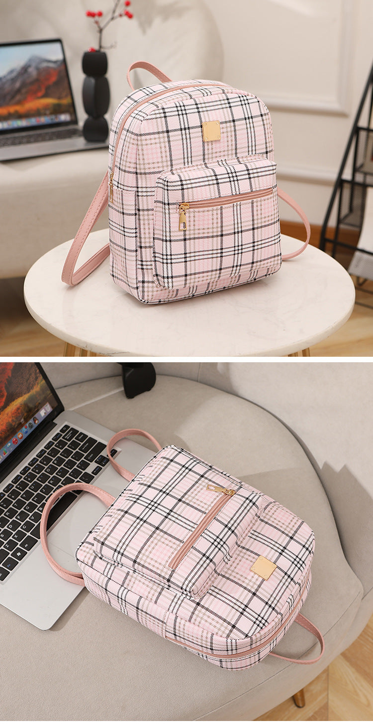 Trendy Plaid Print Backpack