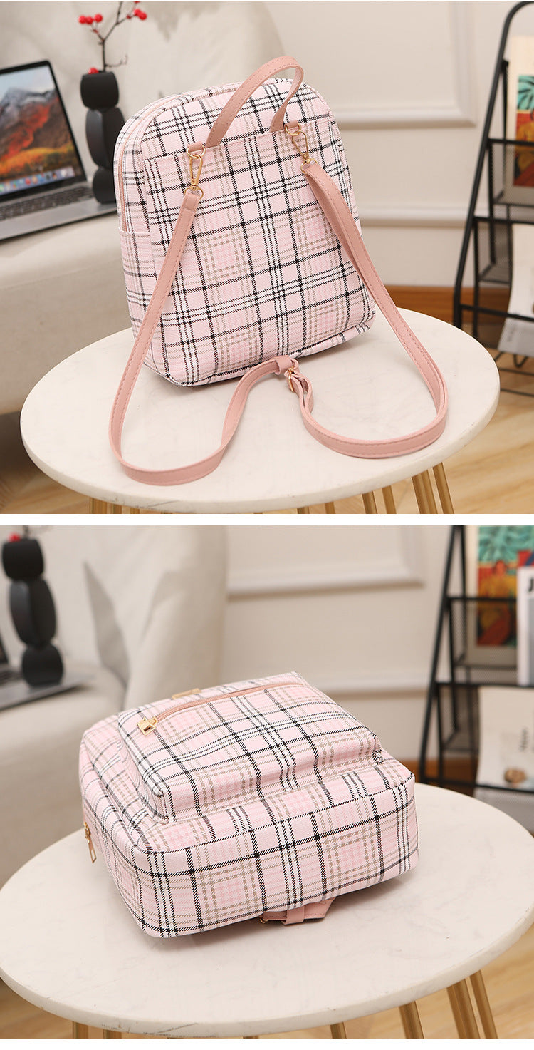 Trendy Plaid Print Backpack