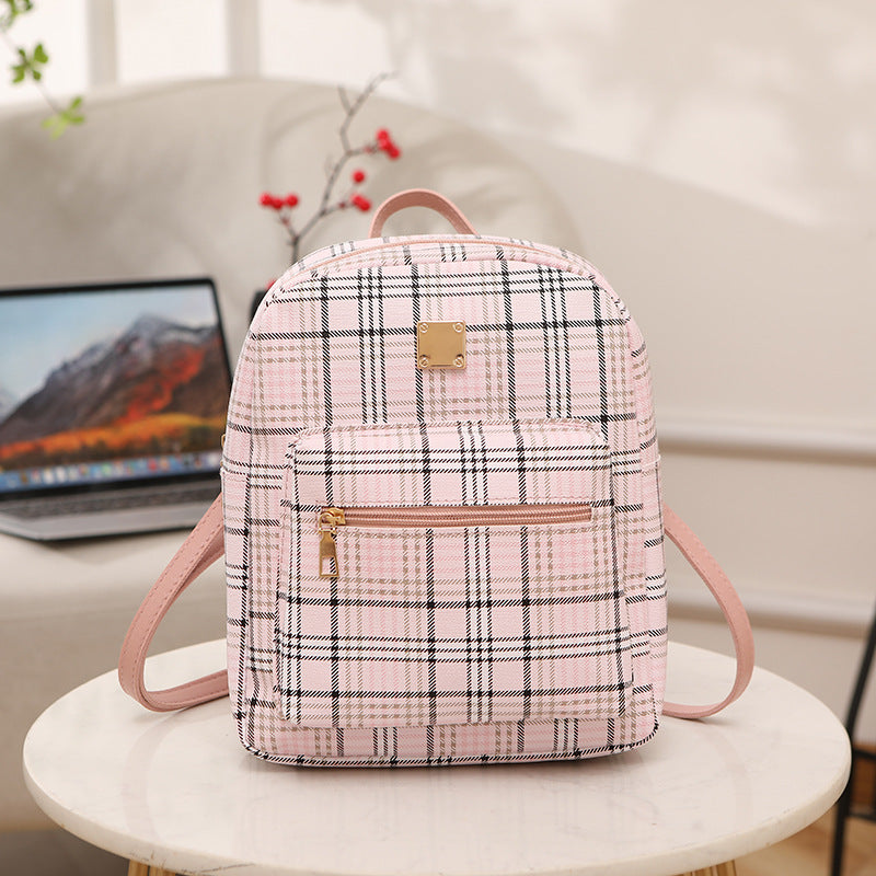 Trendy Plaid Print Backpack