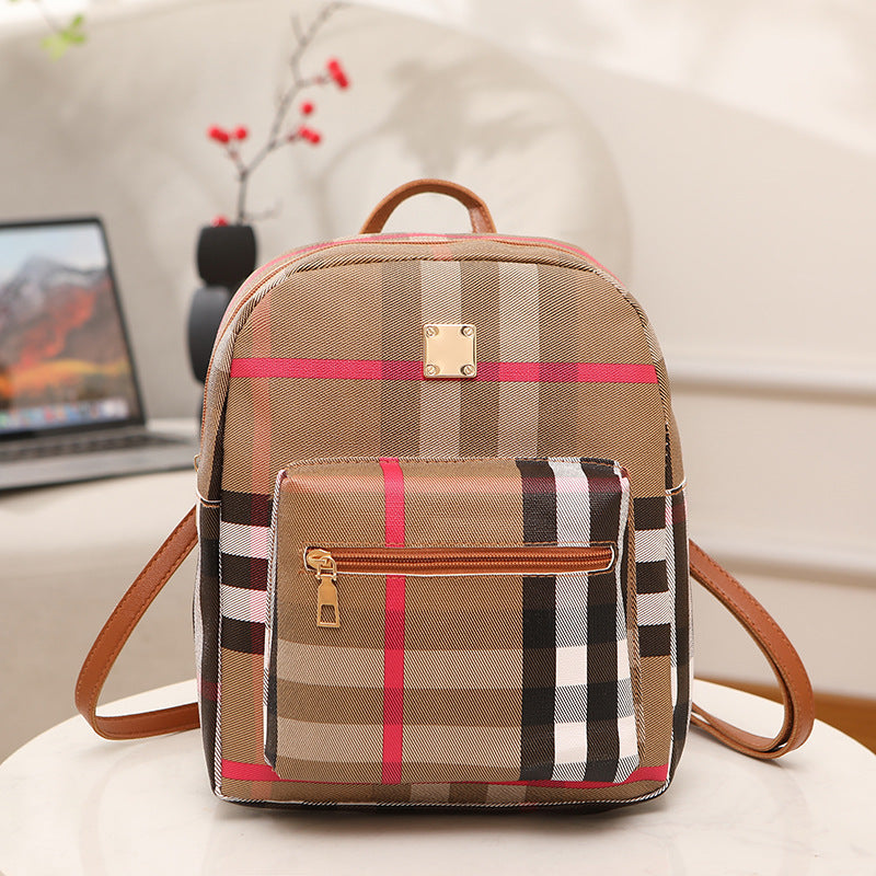 Trendy Plaid Print Backpack