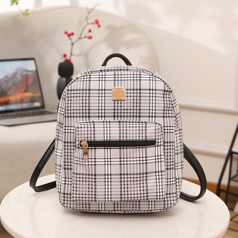 Trendy Plaid Print Backpack
