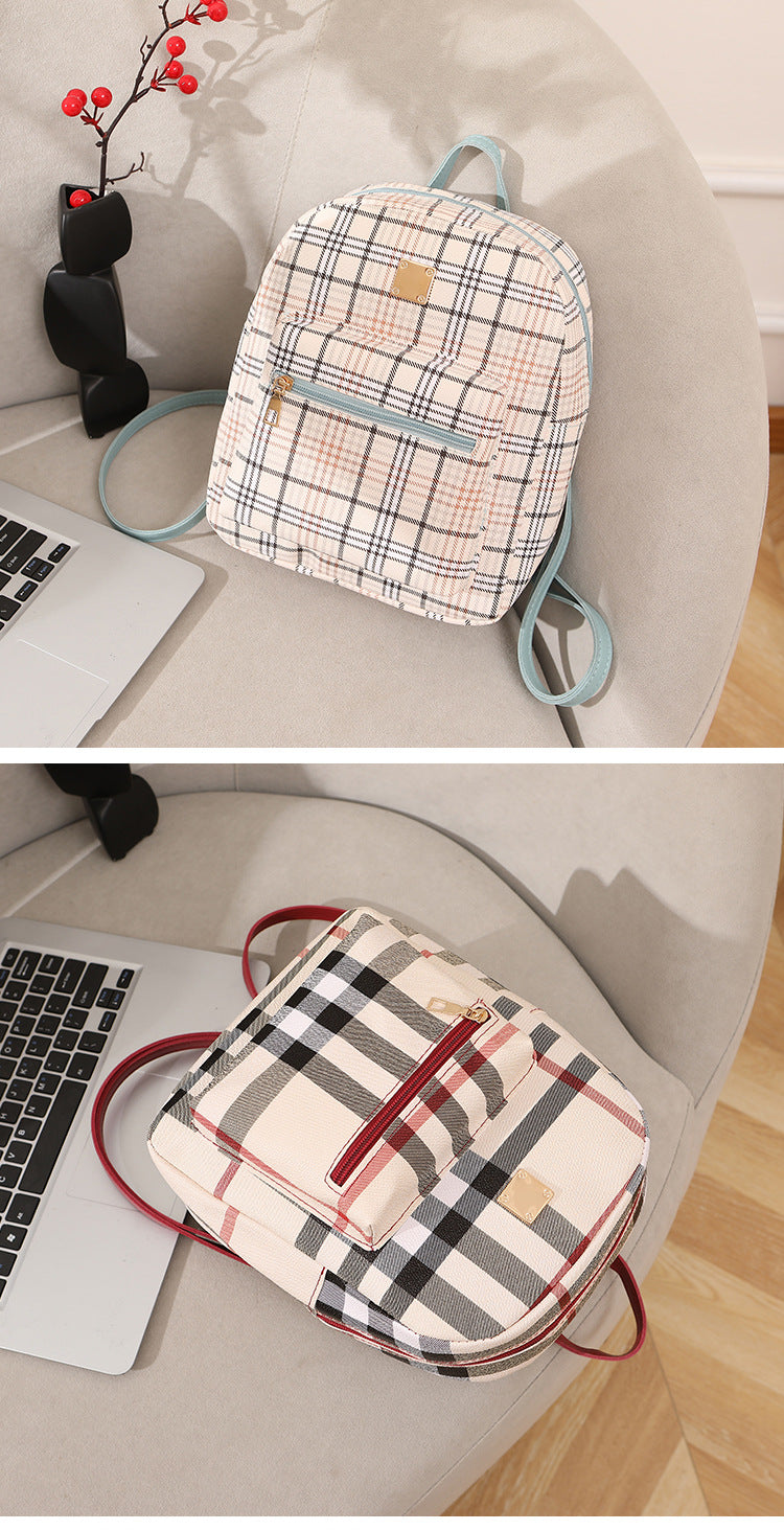 Trendy Plaid Print Backpack