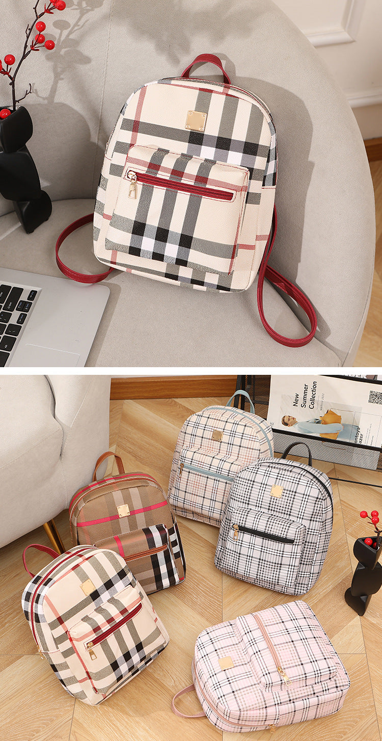 Trendy Plaid Print Backpack