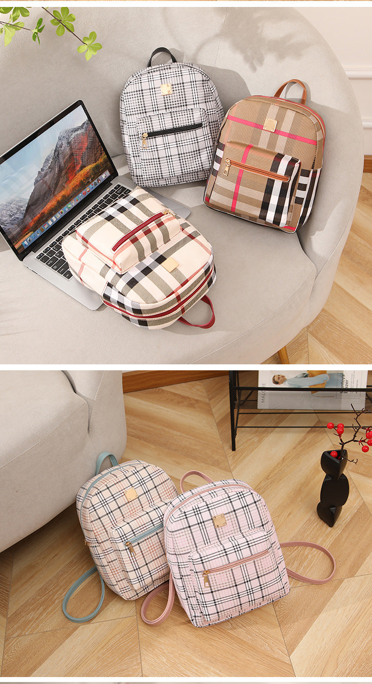 Trendy Plaid Print Backpack
