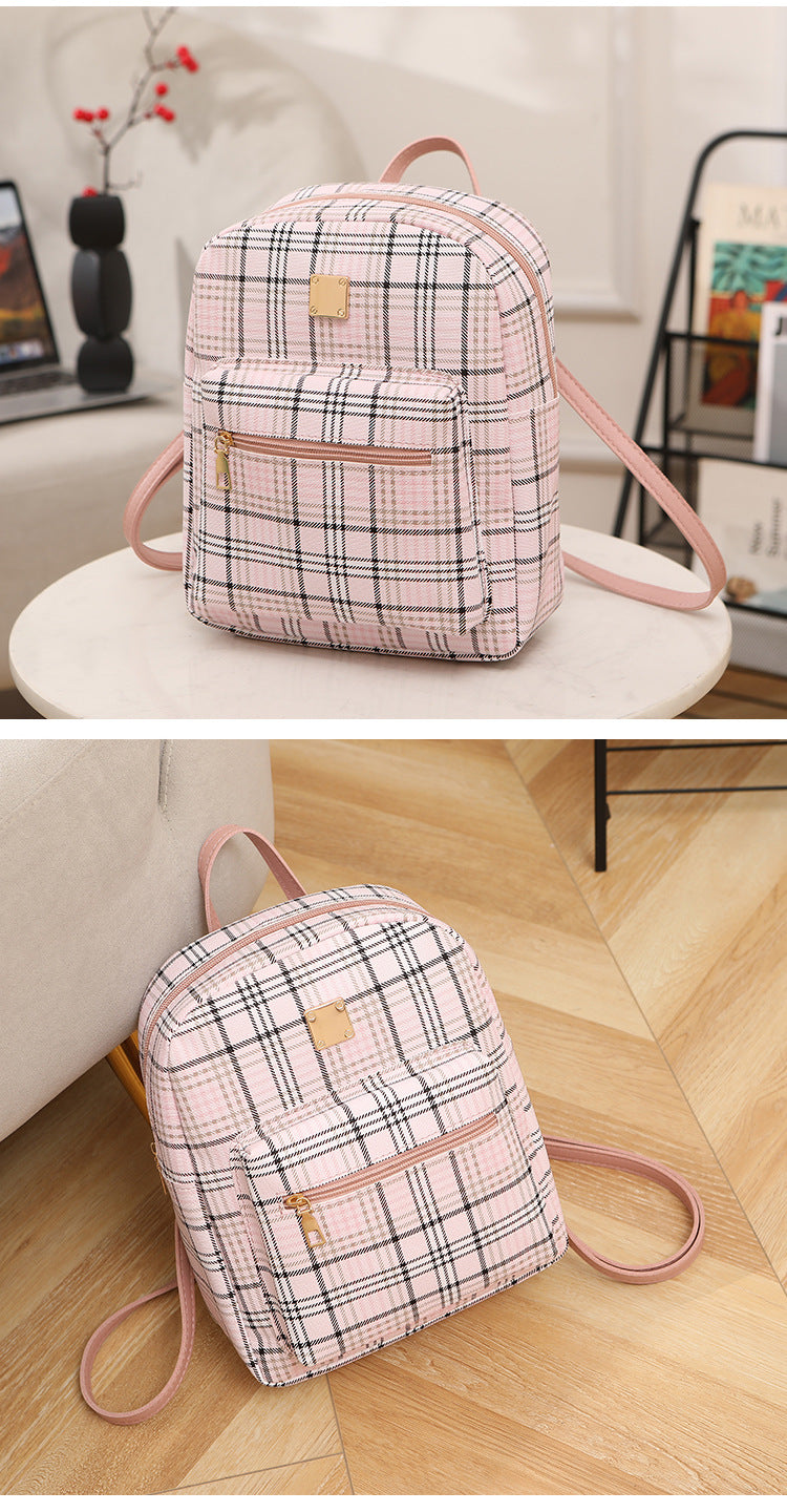Trendy Plaid Print Backpack
