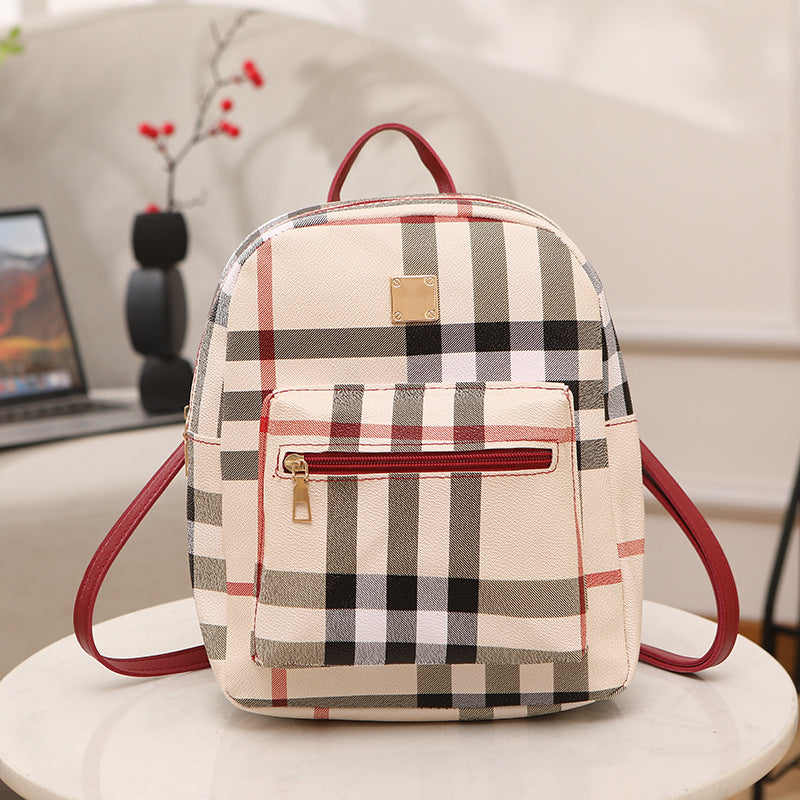 Trendy Plaid Print Backpack